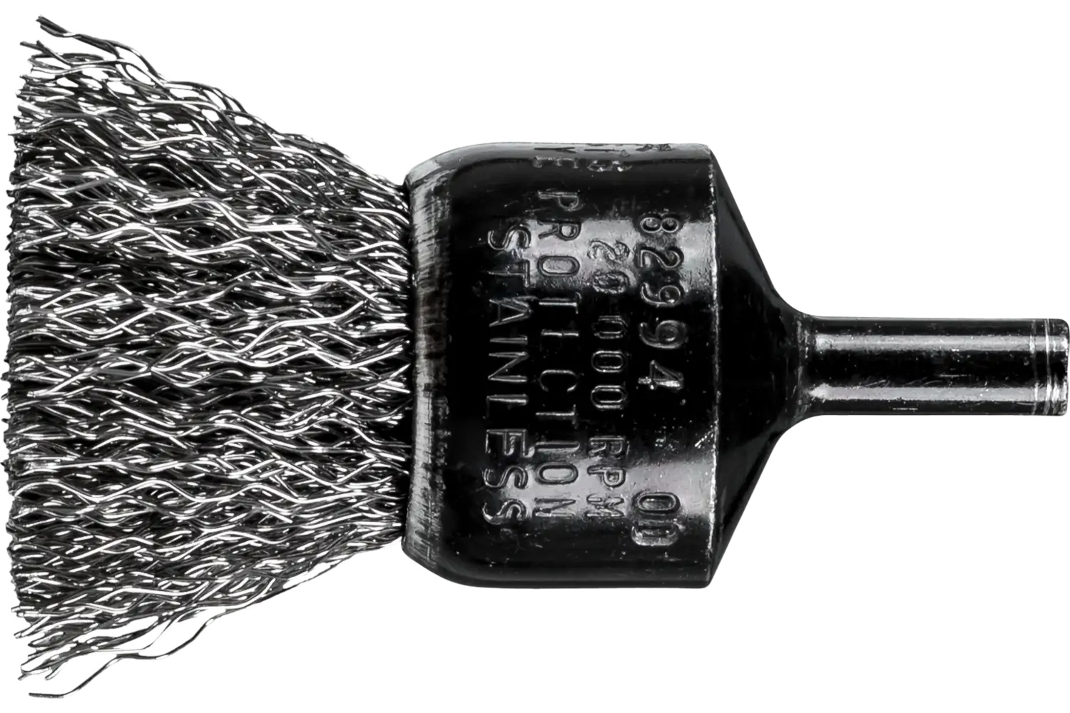 Picture of Pferd Crimped Wire End Brush 1" Dia. .014 Stainless Steel 1/4" Shank